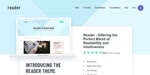 Reader theme is the perfect way for you to showcase your content to the avid readers out there who want to consume your content. Make it easy for them to read or skim your content with this UX-centric theme.