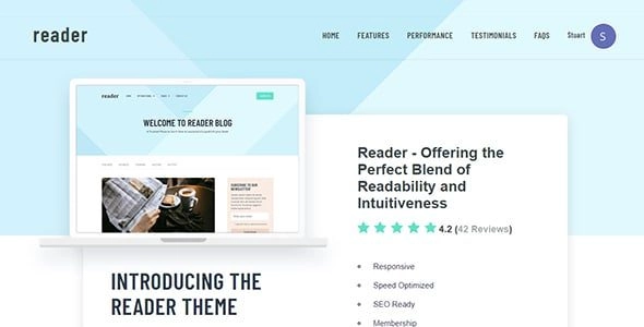 Reader theme is the perfect way for you to showcase your content to the avid readers out there who want to consume your content. Make it easy for them to read or skim your content with this UX-centric theme.