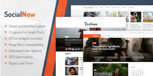 SocialNow is a beautiful WordPress theme that is ideal for sites that rely heavily on social media marketing. Intuitive navigation makes it easy for users to find your content