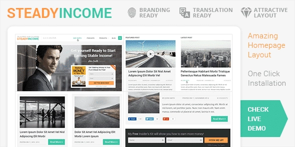 SteadyIncome is the ultimate WordPress theme for online marketers