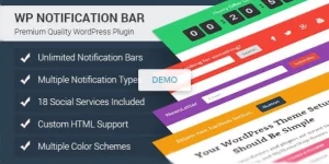 WP Notification Bar is a custom notifications and alerts plugin for WordPress that displays a sleek message bar on your website. It can help you grow your email list