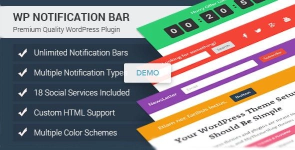 WP Notification Bar is a custom notifications and alerts plugin for WordPress that displays a sleek message bar on your website. It can help you grow your email list