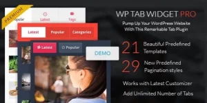 WP Tab Widget Pro is a professional and powerful widget that lets you display content arranged by tabs. Keep your visitors on your page longer