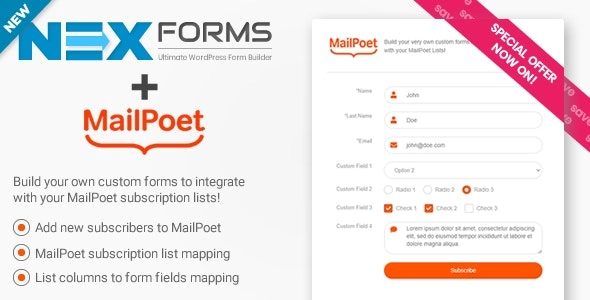 Boost your email marketing with the NEX-Forms – MailPoet Add-on! Effortlessly sync new subscribers from NEX-Forms to your MailPoet lists