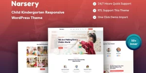 Narsery child kindergarten responsive WordPress theme. it is a wonderful kindergartenWordPress theme in this market. we used new technology in this theme. there arevariant kinds of layout. 300+ element style. we used the best pagebuilder elementorof this theme. it makes it faster to customizeyour theme. it fully responsive to all…