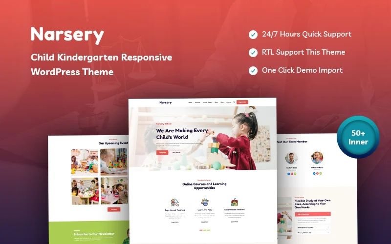 Narsery child kindergarten responsive WordPress theme. it is a wonderful kindergartenWordPress theme in this market. we used new technology in this theme. there arevariant kinds of layout. 300+ element style. we used the best pagebuilder elementorof this theme. it makes it faster to customizeyour theme. it fully responsive to all…