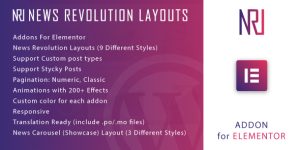 Welcome to News Revolution Layout for Elementor. With this great plugin you can build your news layout in 1 minute using elementor. You can choose between 2 layouts and 9 different styles to create the layout of your favorite news widget with custom color. Required Elementor installed if you want…