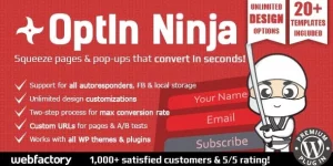 Unlock explosive growth for your subscriber lists with OptIn Ninja - Ultimate Squeeze Page Generator 2.35! Create high-converting squeeze pages in seconds