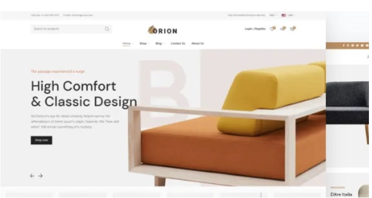 Unique WooCommerce template that can be used to create any kind of online store. With its special design can be useful for furniture