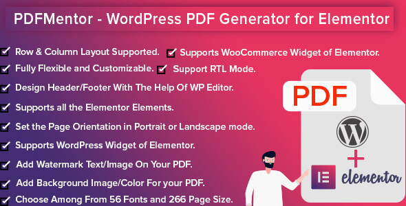 PDFMentor: WordPress PDF Generator for Elementor Pro If you're using Elementor Pro and have been searching for a seamless way to generate PDFs directly from your WordPress site