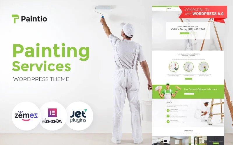 Meet an updated Paintio painting services WordPress theme made by Zemez. This fully responsive theme will make your painting services website really stand out among many other similar websites. With this template