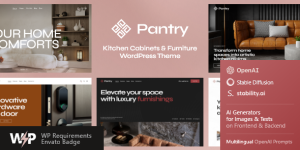 Transform your kitchen space with the Pantry - Kitchen Cabinets  Furniture WordPress Theme! Packed with stunning designs and customizable features