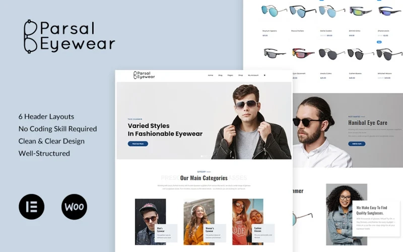 Parsal - Fashion Eyewear | Prescription Glasses  Sunglasses WordPress Theme