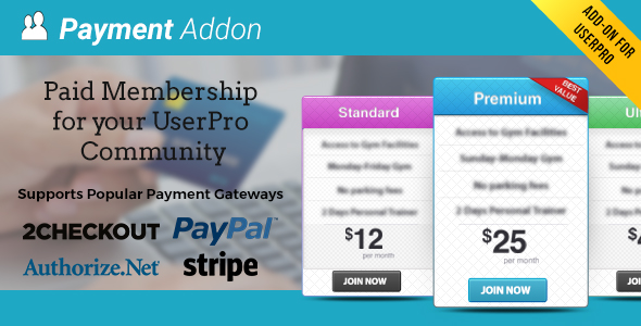 Enhance UserPro with the Payment Addon! Easy setup