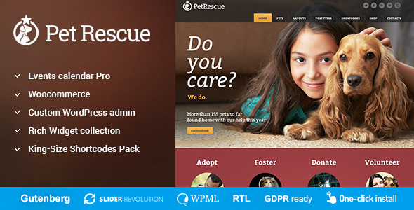 Discover Pet Rescue WP Theme for animal shelters! Responsive