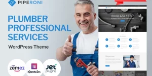 Meet a Piperoni plumber services WordPress theme