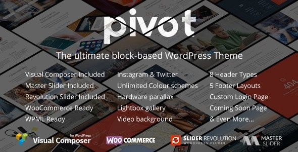 Pivot - Multipurpose Responsive WordPress Theme Pivot is a flat and responsive WordPress Theme with a clean and professional design which will be a great solution for your business