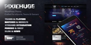 PixieHuge is a theme meant for eSports organizations / teams / gaming clans. The theme is built by the latest design standards in this industry