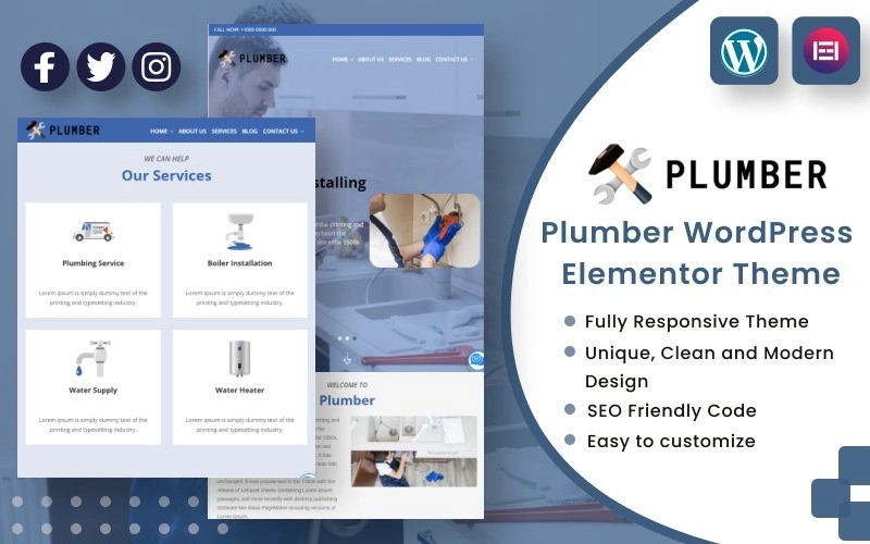 The Plumber WordPress Theme has been designed exclusively for plumbers. Plumbing services can be promoted with this special WordPress theme. Using this theme