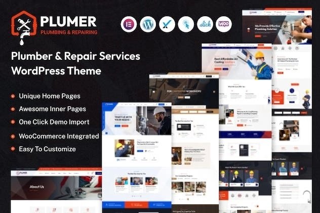 Plumer is a WordPress theme designed for plumbing and repair services. It’s suitable for plumbing companies