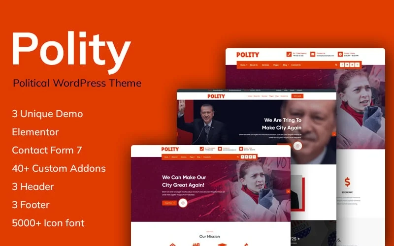 Polity is a powerful and user-friendly political WordPress theme designed to help candidates