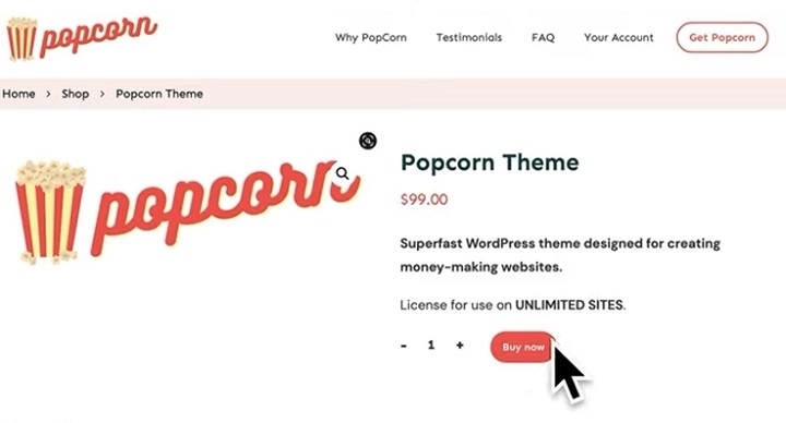 This is the Full Site Editor of Popcorn Theme. Inspired by the original design