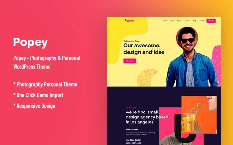 Popey is a personal WordPress theme. Popey is best for personal CV