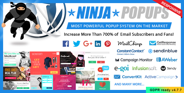 Ninja Popups for WordPress combines professionally designed popups to convert visitors on your site into taking an action whether it`s subscribing into your newsletter