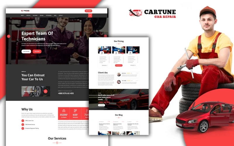 Powar-Cartune Car Repair Services Landing Page Template is 100% fully validated HTML5 Template with 16 sections and 5 functionalities to enhance your fist impression on clients.