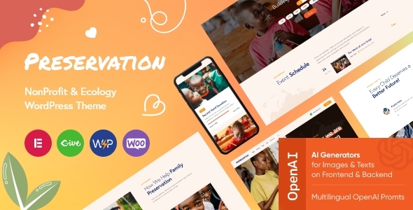 Boost your nonprofit or ecology website with the Preservation WordPress Theme. Enjoy responsive design