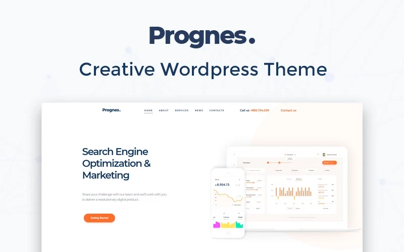 Present your business consulting services in the most peculiar way using Prognes WordPress theme. Your website will look modern and advanced with this theme