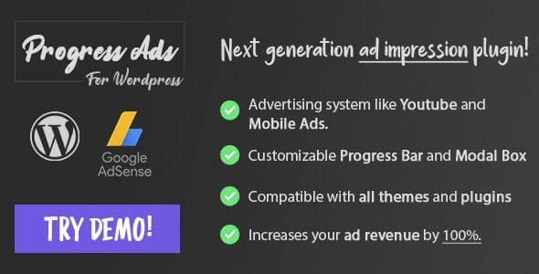 Unlock new revenue streams with the Progress Ads – WordPress Skippable Ads Plugin! Display YouTube and mobile-style ads effortlessly. Enjoy features like customizable progress bars