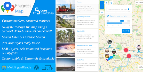 Progress Map is a WordPress plugin for location-based listings. The aim is to help users having websites like hotel listings
