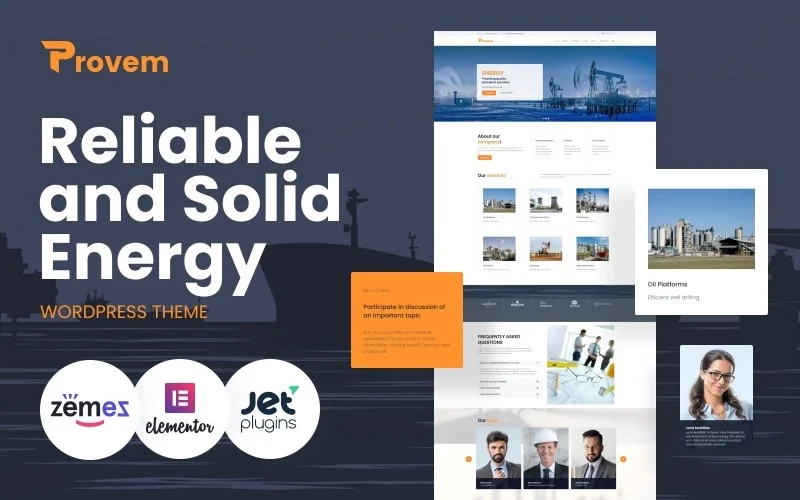 Take a chance and explore the energy WordPress theme powered by WordPress and designed with Elementor and a bunch of powerful add-ons with more than a hundred features! The theme is built with a variety of sliders and parallax sections