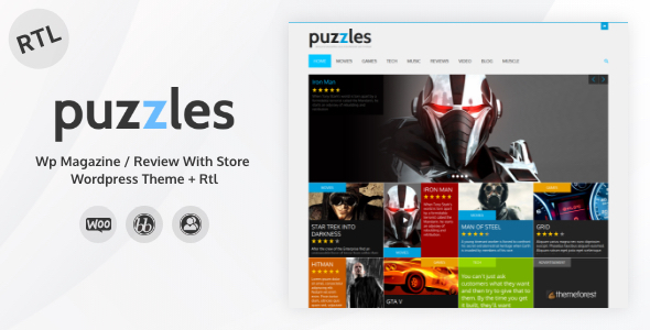 Puzzles  - amazing Multipurpose WordPress Review / Magazine / Blog WordPress theme with RTL. It is designed for movie review portals