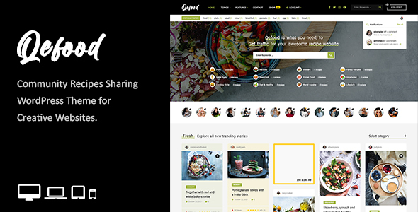 Discover the Qefood Community Sharing WordPress Theme for creating engaging