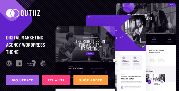 Looking for the best WordPress theme? The Qutiiz Digital Marketing Agency WordPress Theme offers a sleek