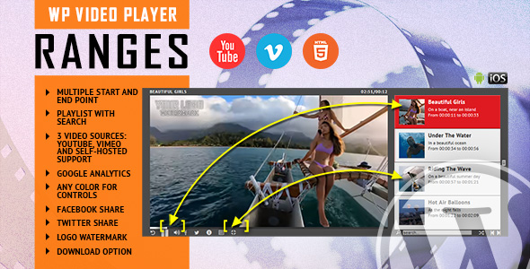 Boost engagement with the Ranges Video Player WordPress Plugin. Multiple start/end points