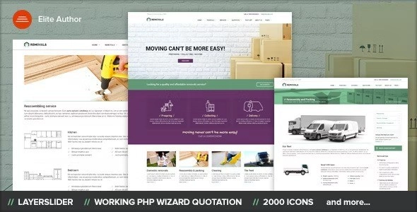 Create a seamless moving company website with REMOVALS theme. Responsive  built on PageBuilder