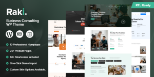 Revamp your consulting site with Raki - Business Consulting WordPress Theme. Get it now via Bevaultx  access 15