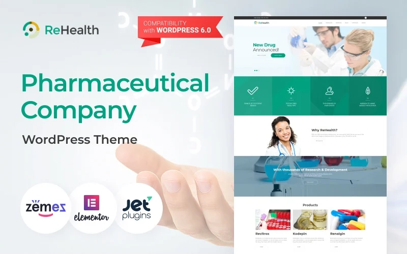 Take a close look at the ReHealth medical and drug store WordPress theme