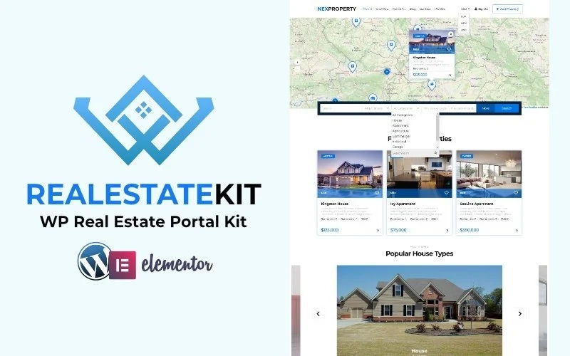 Real Estate Directory Kit is a complete solution for Real Estate Agencies or marketplace websites for WordPress. Contains theme