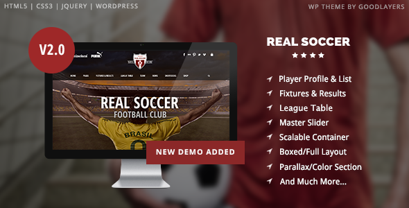 Real Soccer is a responsive WordPress theme