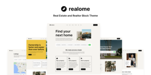 Discover Realome Real Estate and Realtor Block Theme on Bevaultx! Perfect for agents  REALTORS® with easy customization