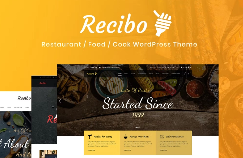 Recibo – Responsive Restaurant WordPress Theme is the best WordPress theme for Restaurant