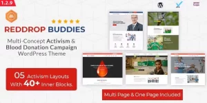 Create an impactful activism  campaign site with Reddrop Buddies WP theme. Built with Bootstrap