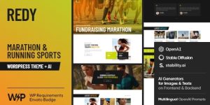 Boost your sports website with the Redy Marathon Sports WordPress Theme! Sleek design