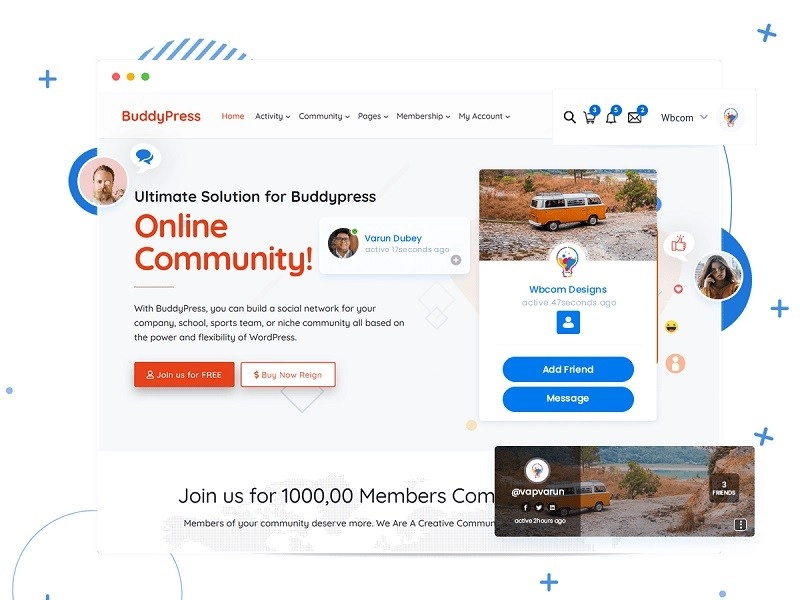 Best WordPress BuddyPress theme to create online social community for your company