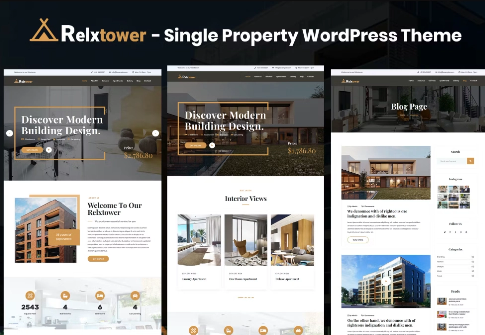 Relxtower is a WordPress theme that very suitable for Interior Design Business. It’s very minimalis