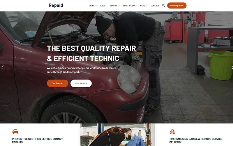 Repaid is a Car Repair Service for WordPress themes. The theme is for websites on car services